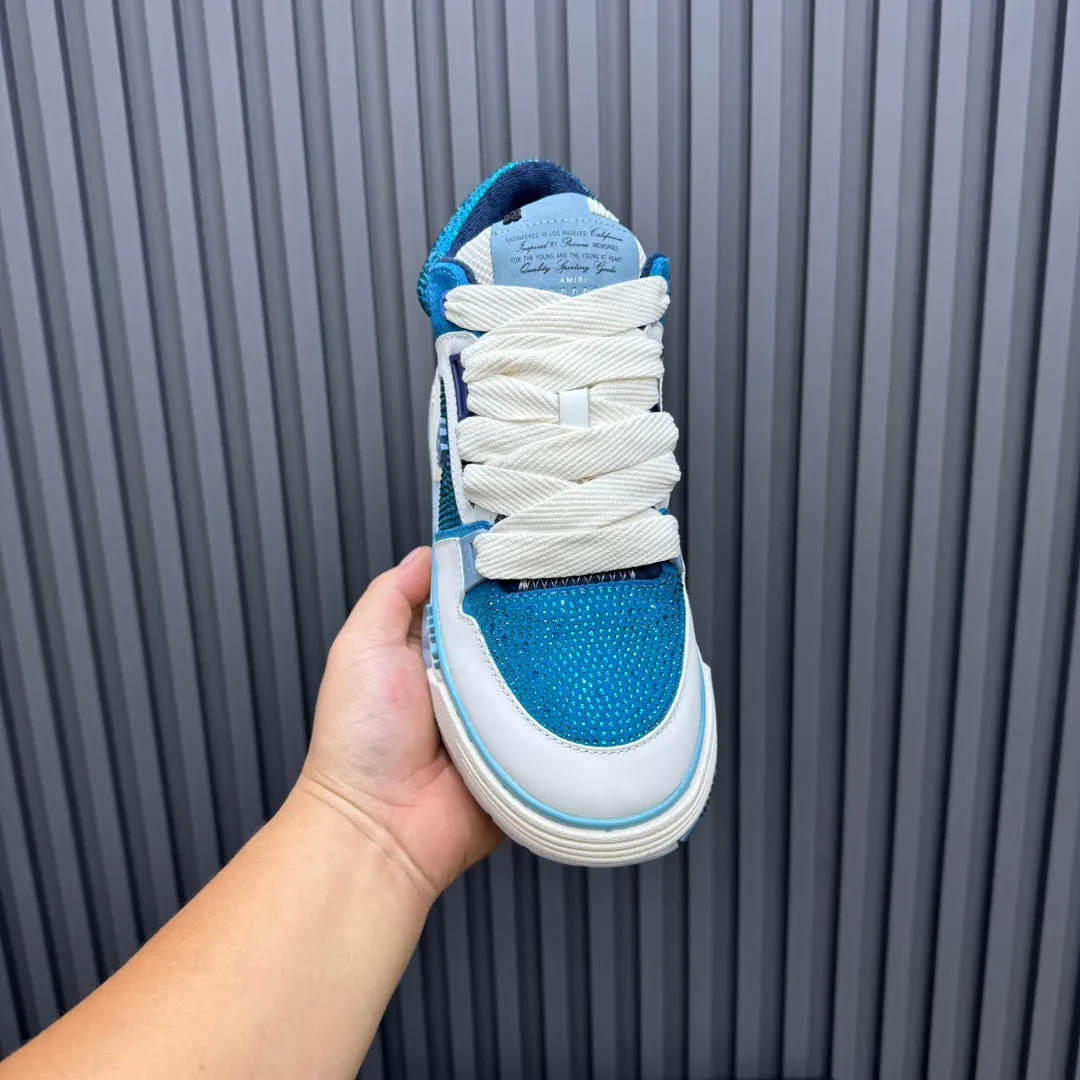 Men's men's shoes 💰800 AMIRI Amir Couple's new hot brick high street sneakers with bone sports shoes, toe-layer cowhide upper, upper side bones, purely hand-stitched, with good three-dimensional effect, customized metal LOGO, code number 35-44 (45, 46 customized)